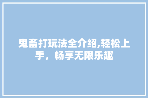 鬼畜打玩法全介绍,轻松上手，畅享无限乐趣 建站教程