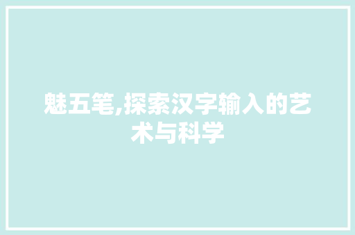 魅五笔,探索汉字输入的艺术与科学 WordPress教程