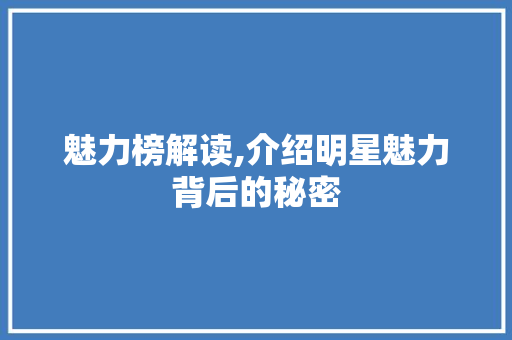 魅力榜解读,介绍明星魅力背后的秘密 建站教程