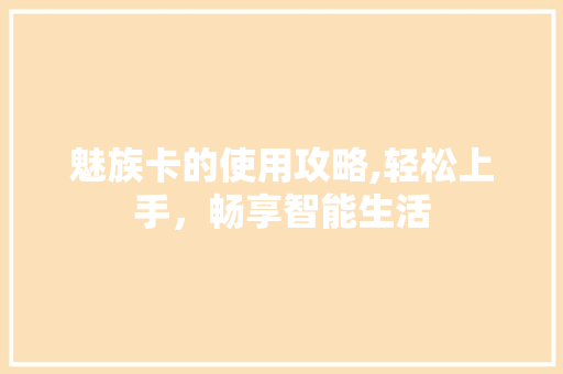 魅族卡的使用攻略,轻松上手，畅享智能生活