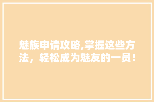 魅族申请攻略,掌握这些方法，轻松成为魅友的一员！ Web前端