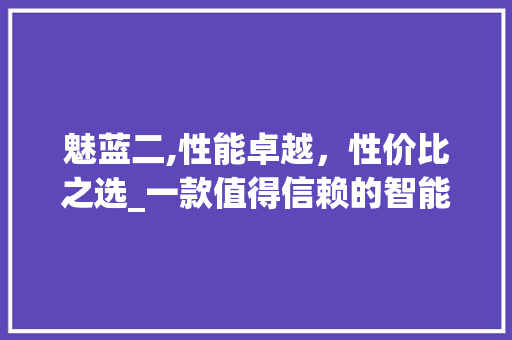 魅蓝二,性能卓越，性价比之选_一款值得信赖的智能手机