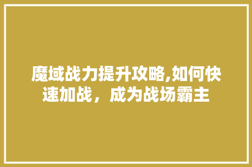 魔域战力提升攻略,如何快速加战，成为战场霸主