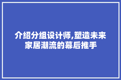 介绍分组设计师,塑造未来家居潮流的幕后推手