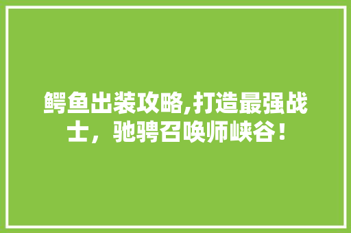 鳄鱼出装攻略,打造最强战士，驰骋召唤师峡谷！