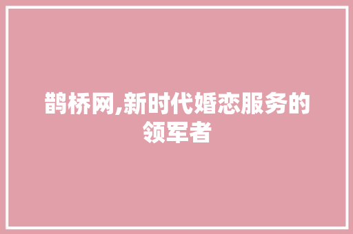 鹊桥网,新时代婚恋服务的领军者