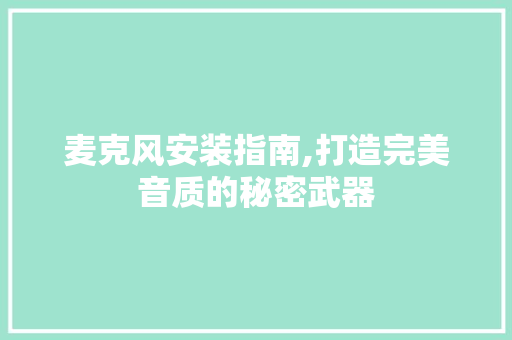 麦克风安装指南,打造完美音质的秘密武器 友链在线