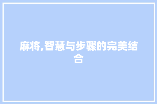 麻将,智慧与步骤的完美结合