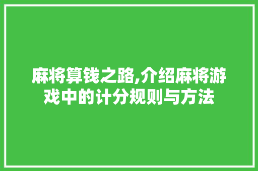 麻将算钱之路,介绍麻将游戏中的计分规则与方法