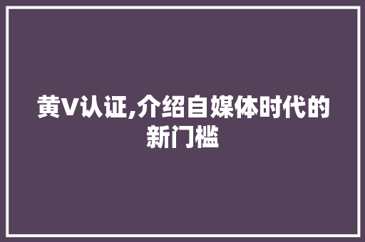 黄V认证,介绍自媒体时代的新门槛