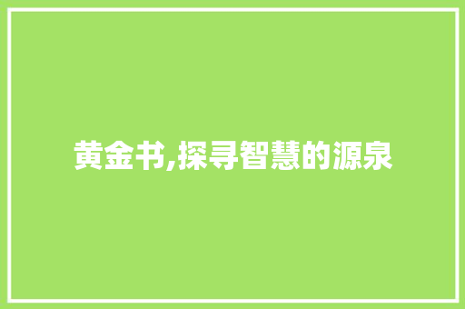 黄金书,探寻智慧的源泉