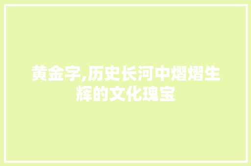 黄金字,历史长河中熠熠生辉的文化瑰宝 WordPress教程