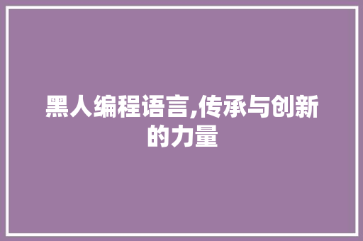 黑人编程语言,传承与创新的力量