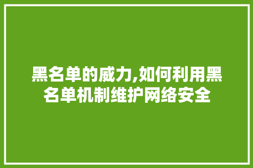 黑名单的威力,如何利用黑名单机制维护网络安全