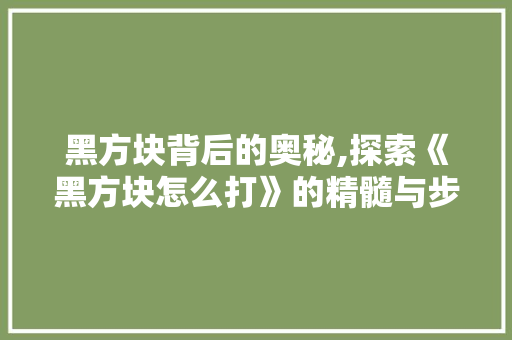 黑方块背后的奥秘,探索《黑方块怎么打》的精髓与步骤