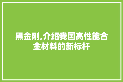 黑金刚,介绍我国高性能合金材料的新标杆