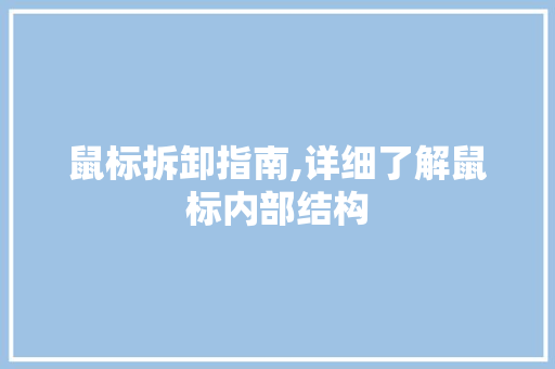 鼠标拆卸指南,详细了解鼠标内部结构 服务器/数据库