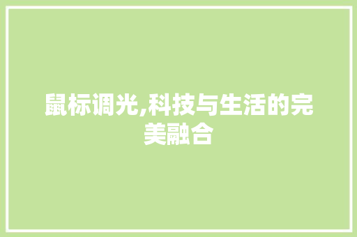 鼠标调光,科技与生活的完美融合