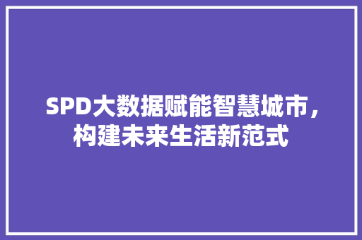 SPD大数据赋能智慧城市，构建未来生活新范式 Web前端
