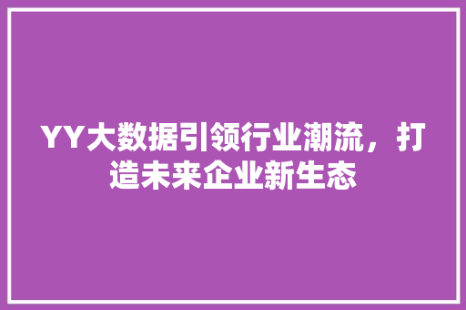 YY大数据引领行业潮流，打造未来企业新生态