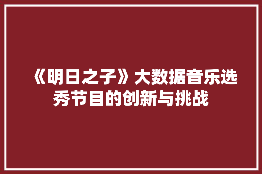 《明日之子》大数据音乐选秀节目的创新与挑战 SEO教程