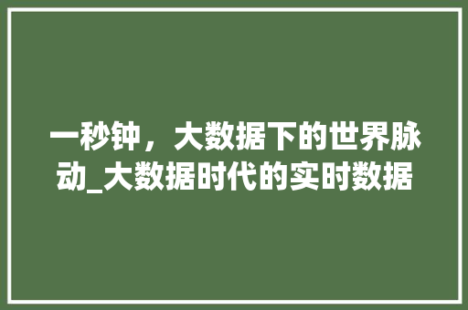一秒钟，大数据下的世界脉动_大数据时代的实时数据魅力 服务器/数据库