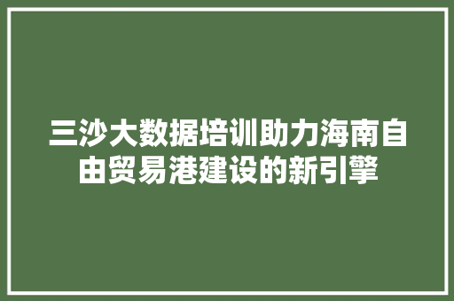 三沙大数据培训助力海南自由贸易港建设的新引擎 友链在线