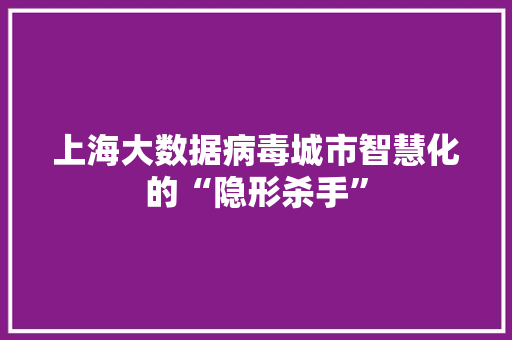 上海大数据病毒城市智慧化的“隐形杀手”
