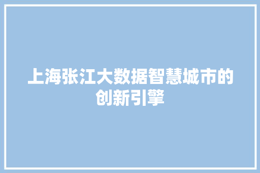 上海张江大数据智慧城市的创新引擎
