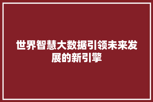 世界智慧大数据引领未来发展的新引擎