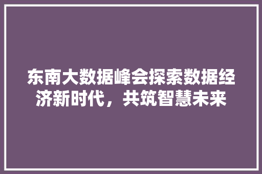 东南大数据峰会探索数据经济新时代，共筑智慧未来