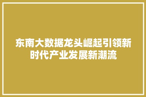 东南大数据龙头崛起引领新时代产业发展新潮流