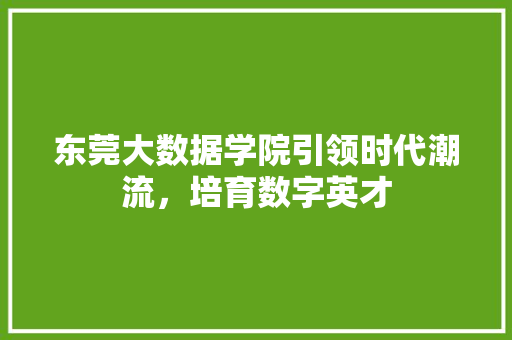 东莞大数据学院引领时代潮流，培育数字英才
