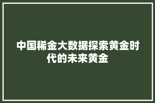 中国稀金大数据探索黄金时代的未来黄金