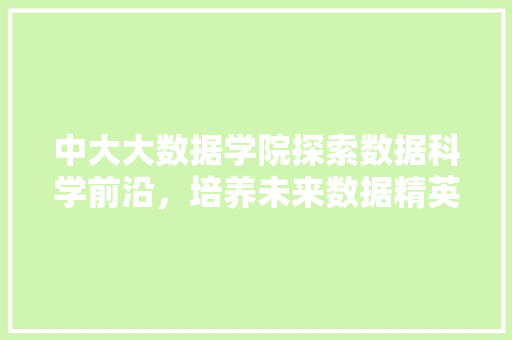 中大大数据学院探索数据科学前沿，培养未来数据精英