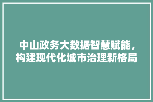 中山政务大数据智慧赋能，构建现代化城市治理新格局