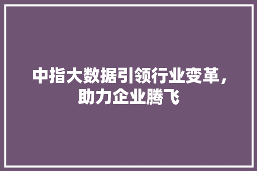 中指大数据引领行业变革，助力企业腾飞