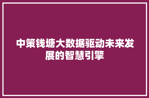中策钱塘大数据驱动未来发展的智慧引擎