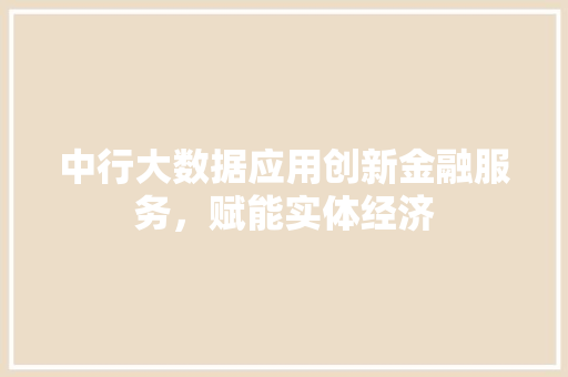 中行大数据应用创新金融服务，赋能实体经济