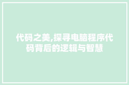 代码之美,探寻电脑程序代码背后的逻辑与智慧 代码之美,探寻电脑程序代码背后的逻辑与智慧 Web前端