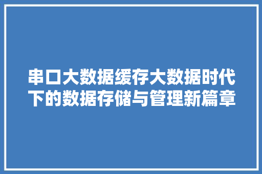 串口大数据缓存大数据时代下的数据存储与管理新篇章