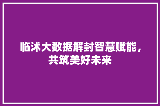 临沭大数据解封智慧赋能，共筑美好未来