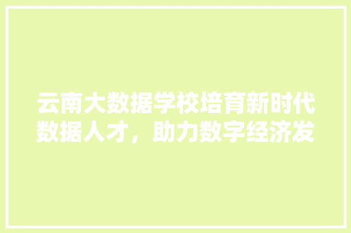 云南大数据学校培育新时代数据人才，助力数字经济发展