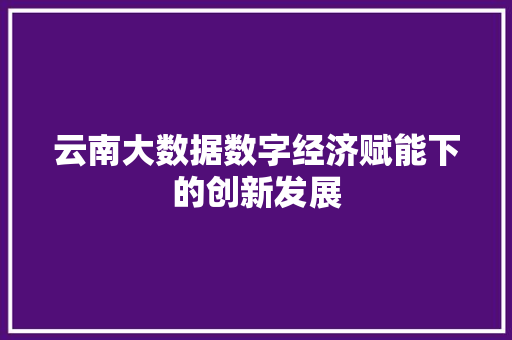 云南大数据数字经济赋能下的创新发展