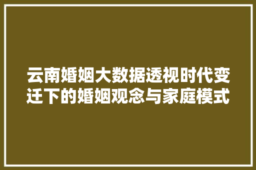 云南婚姻大数据透视时代变迁下的婚姻观念与家庭模式
