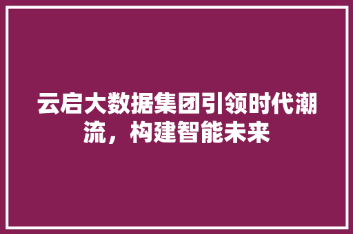 云启大数据集团引领时代潮流，构建智能未来