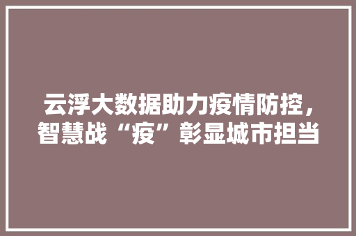 云浮大数据助力疫情防控，智慧战“疫”彰显城市担当