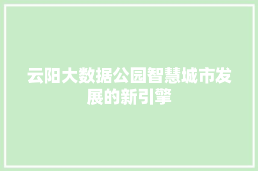 云阳大数据公园智慧城市发展的新引擎