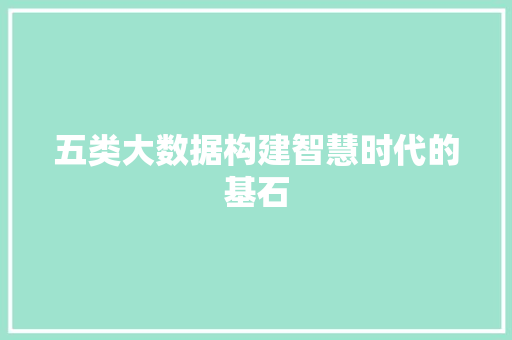 五类大数据构建智慧时代的基石