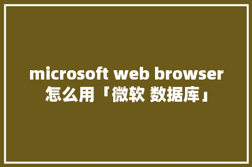 microsoft web browser怎么用「微软 数据库」 友链在线